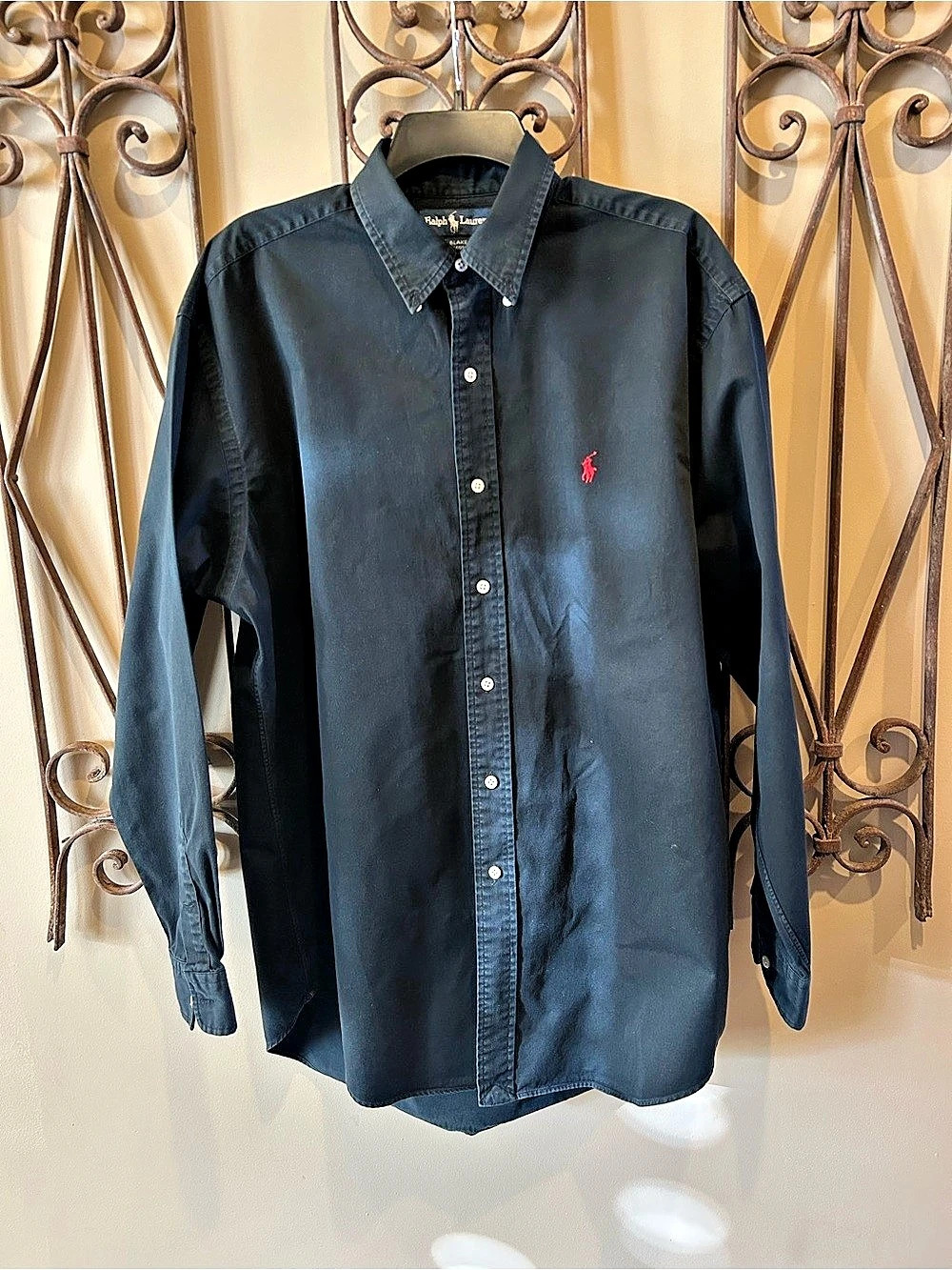 Ralph Lauren Blake Long Sleeve Button-Down Shirt Black Large